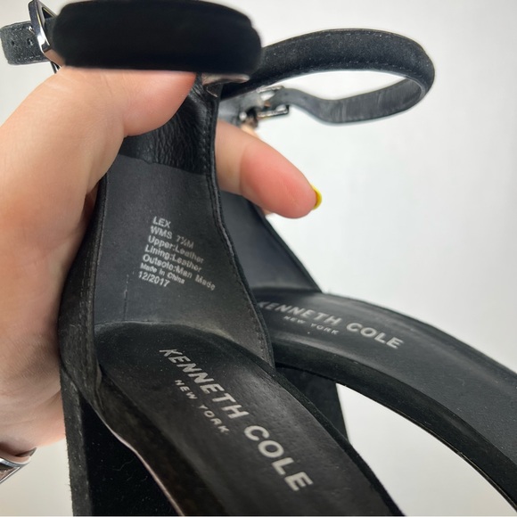 Kenneth Cole New York | 7.5 Black Block Heel Mules Suede Simple Modern - Picture 3 of 7